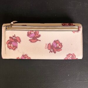 Coach wallet cream color with pink flowers